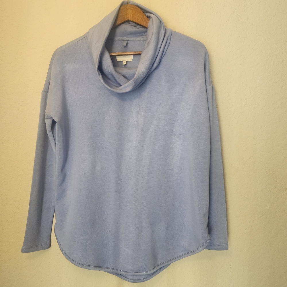 NWT Lou & Grey Signature Soft Cowl‎ Neck Sweater Womens XS Light Blue Oversized